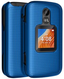 case for alcatel tcl flip 2 phone (2022), nakedcellphone [grid texture] slim hard shell protector cover for t408dl / tfalt408dcp - cobalt blue