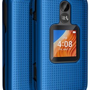 Case for Alcatel TCL Flip 2 Phone (2022), NakedcellPhone [Grid Texture] Slim Hard Shell Protector Cover for T408DL / TFALT408DCP - Cobalt Blue