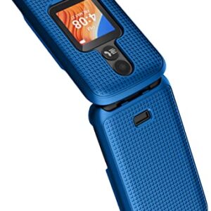 Case for Alcatel TCL Flip 2 Phone (2022), NakedcellPhone [Grid Texture] Slim Hard Shell Protector Cover for T408DL / TFALT408DCP - Cobalt Blue