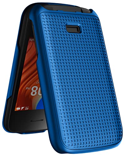 Case for Alcatel TCL Flip 2 Phone (2022), NakedcellPhone [Grid Texture] Slim Hard Shell Protector Cover for T408DL / TFALT408DCP - Cobalt Blue