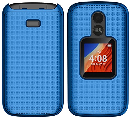 Case for Alcatel TCL Flip 2 Phone (2022), NakedcellPhone [Grid Texture] Slim Hard Shell Protector Cover for T408DL / TFALT408DCP - Cobalt Blue