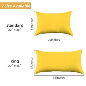 Satin Pillowcase 20x30 inches Queen Size Silk Satin Pillow Cases Set of 2 for Hair and Skin - Soft Bed Pillow Covers with Zipper Breathable, Health & Skin-Friendly (Yellow)