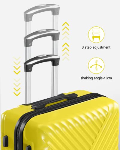 SunnyTour Luggage Sets Expandable ABS + PC Hardside Spinner Suitcase Sets 3 Piece with TSA Lock Double Wheels, Yellow