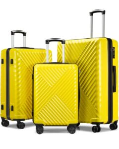 sunnytour luggage sets expandable abs + pc hardside spinner suitcase sets 3 piece with tsa lock double wheels, yellow