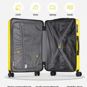 SunnyTour Luggage Sets Expandable ABS + PC Hardside Spinner Suitcase Sets 3 Piece with TSA Lock Double Wheels, Yellow