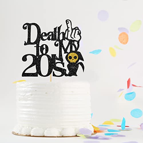 MonMon & Craft Death to My 20's Cake Topper / 30th Birthday Cake Decor / Rip Twenties / Thirty Birthday Party Decorations - Black Glitter