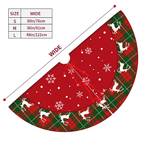 Christmas Tree Skirt 36 Inches Xmas Red Green Plaid Tree Skirt Christmas Tree Decoration New Year Holiday Party Decor