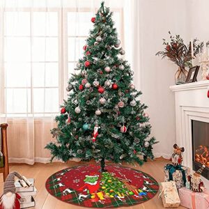 Christmas Tree Skirt 36 Inches Xmas Red Green Plaid Tree Skirt Christmas Tree Decoration New Year Holiday Party Decor