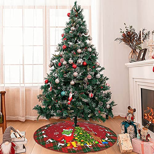 Christmas Tree Skirt 36 Inches Xmas Red Green Plaid Tree Skirt Christmas Tree Decoration New Year Holiday Party Decor