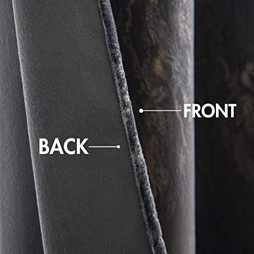 MIULEE 2 Panels Blackout Velvet Curtains Solid Soft Grommet Grey Curtains Bundle Velvet Curtains 108 Inches Long Soft Bedroom Curtains