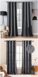 miulee 2 panels blackout velvet curtains solid soft grommet grey curtains bundle velvet curtains 108 inches long soft bedroom curtains