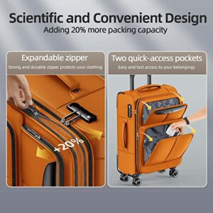 SHOWKOO Luggage Sets 3 Piece Softside Expandable Lightweight Durable Suitcase Sets Double Spinner Wheels TSA Lock Hot Orange (20in/24in/28in)
