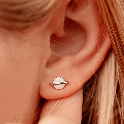 Pura Vida Silver White Opal Stud Earrings - Handmade Earrings with Synthetic Opal, Boho Earrings - Sterling Silver Earrings for Women, Statement Earrings for Women, Boho Jewelry for Women - 1 Pair