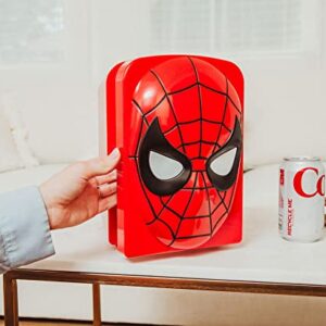 Marvel Comics Spider-Man 4-Liter Mini Fridge Thermoelectric Cooler With Light-Up Eyes | Holds 6 Cans | Small Refrigerator Drink Cooler for Soda, Beer, Skincare