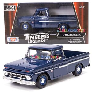 1966 chevy c10 fleetside pickup truck, dark blue - motormax 73355 - 1/24 scale diecast model toy car, unisex-children
