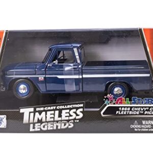 1966 Chevy C10 Fleetside Pickup Truck, Dark Blue - Motormax 73355 - 1/24 Scale Diecast Model Toy Car, unisex-children