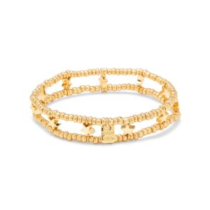 pura vida bracelet gold star charm bracelet - beaded bracelet with stretchable cord, string bracelet for women - stackable bracelets for teen girls, handmade bracelets for teens - one size