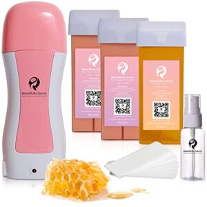 soft wax roller kit for hair removal- wax cartridge x3 / 2 unique formulas included, one: coarse hair (bikini) and 2 for soft hair arms, legs etc this roll waxing kit is ready to use in 20 seconds
