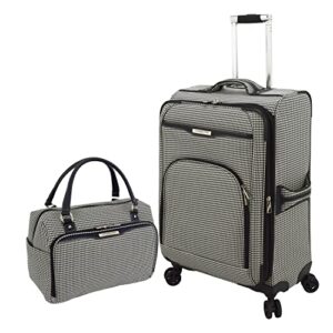 london fog oxford iii 2 piece set (cabin bag and 25" spinner), black white