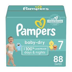 pampers baby dry diapers size 7, 88 count - disposable diapers