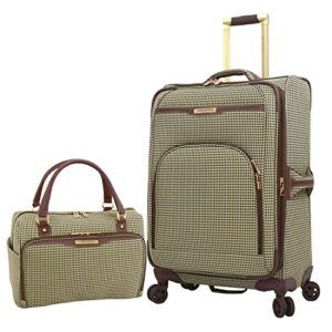london fog oxford iii 2 piece set (cabin bag and 25" spinner), olive
