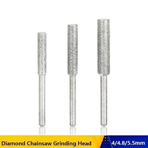 6Pcs Diamond Coated Cylindrical Burr 4-5mm Chainsaw Sharpener Stone File Chain Saw Sharpening Carving Grinding Tools Silver/Gold