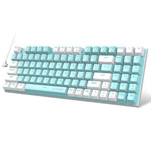 e-yooso mechanical keyboard, wired compact computer keyboard, backlit gaming keyboard 94 keys with arrow keys & numpad for pc/mac gamer, typist, linear red switch