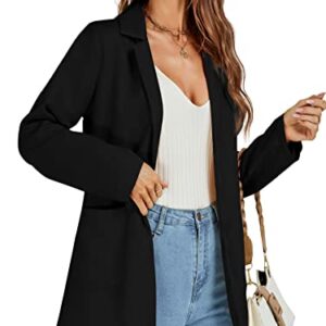 LYANER Women's Casual Long Sleeve Work Office Suit Cardigan Blazer Jackets with Pockets Black Small