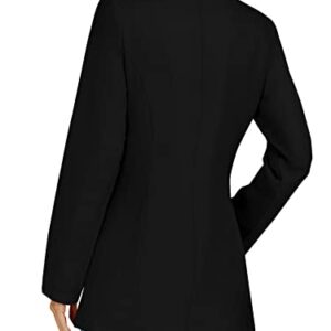 LYANER Women's Casual Long Sleeve Work Office Suit Cardigan Blazer Jackets with Pockets Black Small