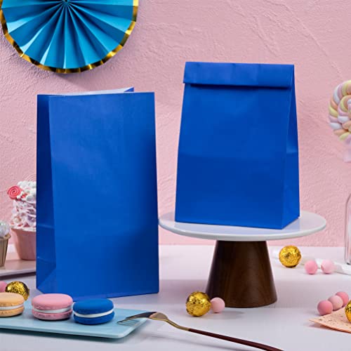 AWELL Small Party Favor Paper Bag Wrapped Treat Goody Snack Bags 9.3x5x3 inch for Graduation Birthday Recycled Bag,Orange and Royal Blue,20 Counts