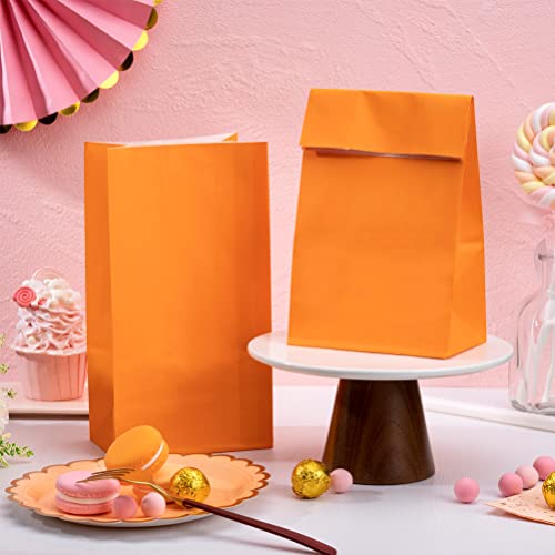 AWELL Small Party Favor Paper Bag Wrapped Treat Goody Snack Bags 9.3x5x3 inch for Graduation Birthday Recycled Bag,Orange and Royal Blue,20 Counts