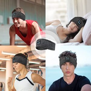 Sleep Headphones Bluetooth Headband, Wireless Soft Sleeping Headphones with White Noise and Ultra-Thin Speakers Perfect for Side Sleepers, Running, Workout, Jogging, Yoga, Insomnia (Grey)