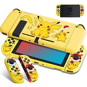 xcitifun designed for nintendo switch case switch joy-con tpu cases for girls boys kids cute kawaii cartoon character protective shell compatible with nintendo switch controller cover - yellow mouse