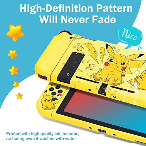 Xcitifun Designed for Nintendo Switch Case Switch Joy-Con TPU Cases for Girls Boys Kids Cute Kawaii Cartoon Character Protective Shell Compatible with Nintendo Switch Controller Cover - Yellow Mouse