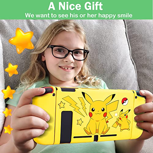 Xcitifun Designed for Nintendo Switch Case Switch Joy-Con TPU Cases for Girls Boys Kids Cute Kawaii Cartoon Character Protective Shell Compatible with Nintendo Switch Controller Cover - Yellow Mouse