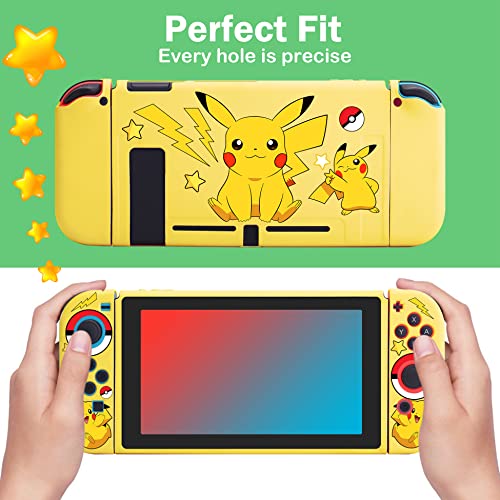 Xcitifun Designed for Nintendo Switch Case Switch Joy-Con TPU Cases for Girls Boys Kids Cute Kawaii Cartoon Character Protective Shell Compatible with Nintendo Switch Controller Cover - Yellow Mouse