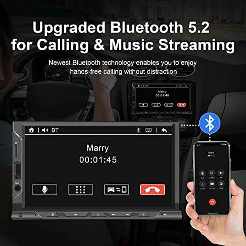 Double Din Car Stereo with CarPlay Android Auto 7 Inch HD Touchscreen Bluetooth Double Din Car Radio with Backup Camera, AM/FM Car Radio Receiver, USB/SD Port, A/V Input, Mirror Link