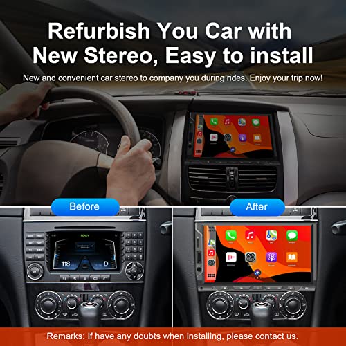 Double Din Car Stereo with CarPlay Android Auto 7 Inch HD Touchscreen Bluetooth Double Din Car Radio with Backup Camera, AM/FM Car Radio Receiver, USB/SD Port, A/V Input, Mirror Link