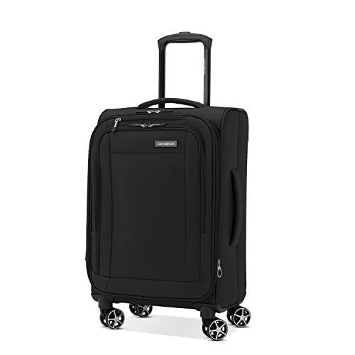 Samsonite Saire LTE Softside Expandable Luggage with Spinners, Black, 2PC SET (Carry-on/Medium)