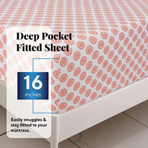 EnvioHome 100% Cotton Twin XL Sheets – 144 TC Percale Breathable & Cooling Flat Sheet & Upto 16 inch Deep Fitted Sheet with Standard Pillowcases Bed Sheet Set