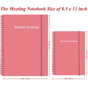 Meeting Notebook for Work with Action Items - A4 Spiral Project Planner Notebook for Note Taking, Office/ Business Meeting Notes Agenda Organizer for Men & Women, 80Sheets / 160 Pages, 8.5" x 11", Pink