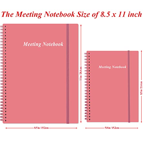 Meeting Notebook for Work with Action Items - A4 Spiral Project Planner Notebook for Note Taking, Office/ Business Meeting Notes Agenda Organizer for Men & Women, 80Sheets / 160 Pages, 8.5" x 11", Pink