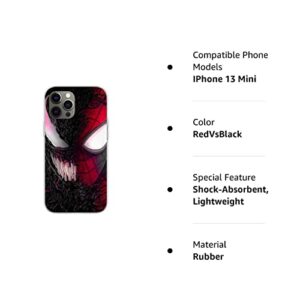 Compatible with iPhone 13 Mini Case Fans Red Man Vs Black Guardian Face Half for Boy Girls Lady Men Soft TPU Shockproof Silicone Phone Protective Case Cover