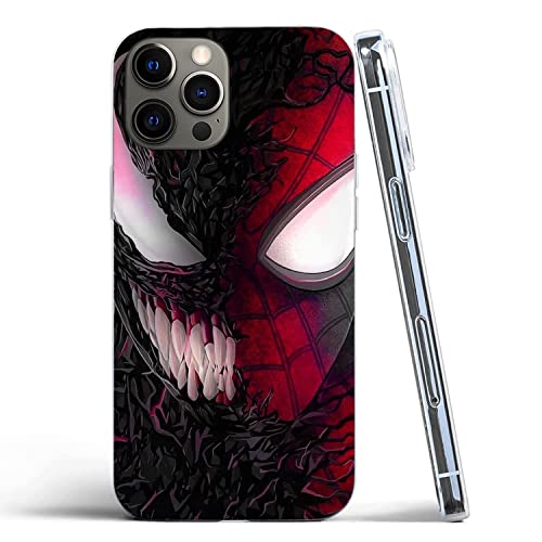 Compatible with iPhone 13 Mini Case Fans Red Man Vs Black Guardian Face Half for Boy Girls Lady Men Soft TPU Shockproof Silicone Phone Protective Case Cover