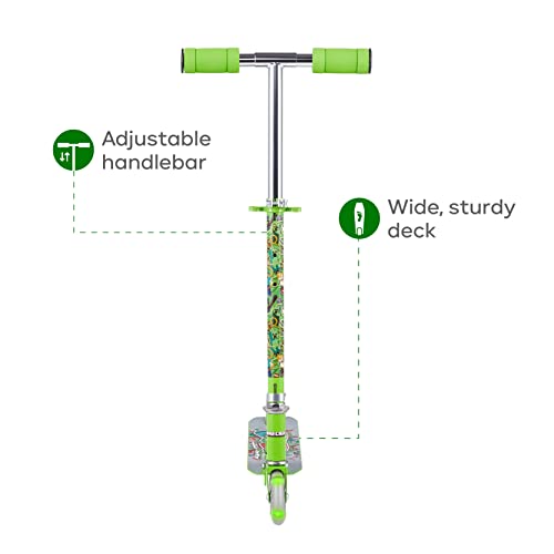 Minecraft 2 Wheel Kick Scooter for Kids - Easy & Portable Fold-N-Carry Design, Ultra-Lightweight, Comfortable & Safe, Durable & Easy to Ride, Minecraft Green