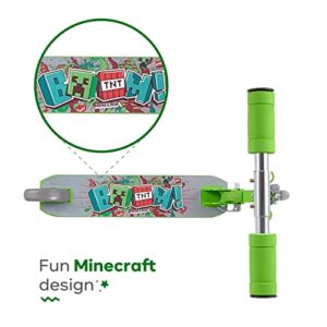 Minecraft 2 Wheel Kick Scooter for Kids - Easy & Portable Fold-N-Carry Design, Ultra-Lightweight, Comfortable & Safe, Durable & Easy to Ride, Minecraft Green