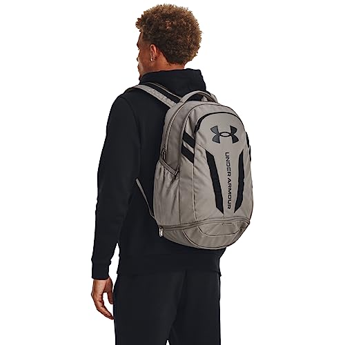 Under Armour unisex-adult Hustle 5.0 Backpack , (294) Pewter / Black / Metallic Black , One Size Fits All