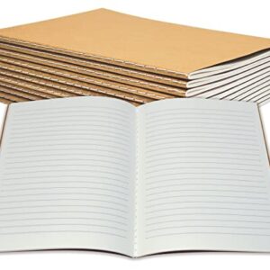 Kraft Notebooks with Lined Paper, Bulk Pack 8.3 in x 5.5 in, A5 Size, 60 Lined Ivory Pages, 80 gsm, by Better Office Products, Soft Cover Composition Notebooks, Stitched Spines, Kraft Travel Journals (12 Pack)