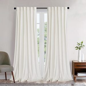 ivory velvet curtains elegant window drapes for living room 84 inch long light dimming room back tab/rod pocket panels privacy bedroom sliding door backdrops décor, set of 2 (ivory)