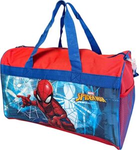 spider-man kids 17" overnighter carry-on duffel bag (red-blue)